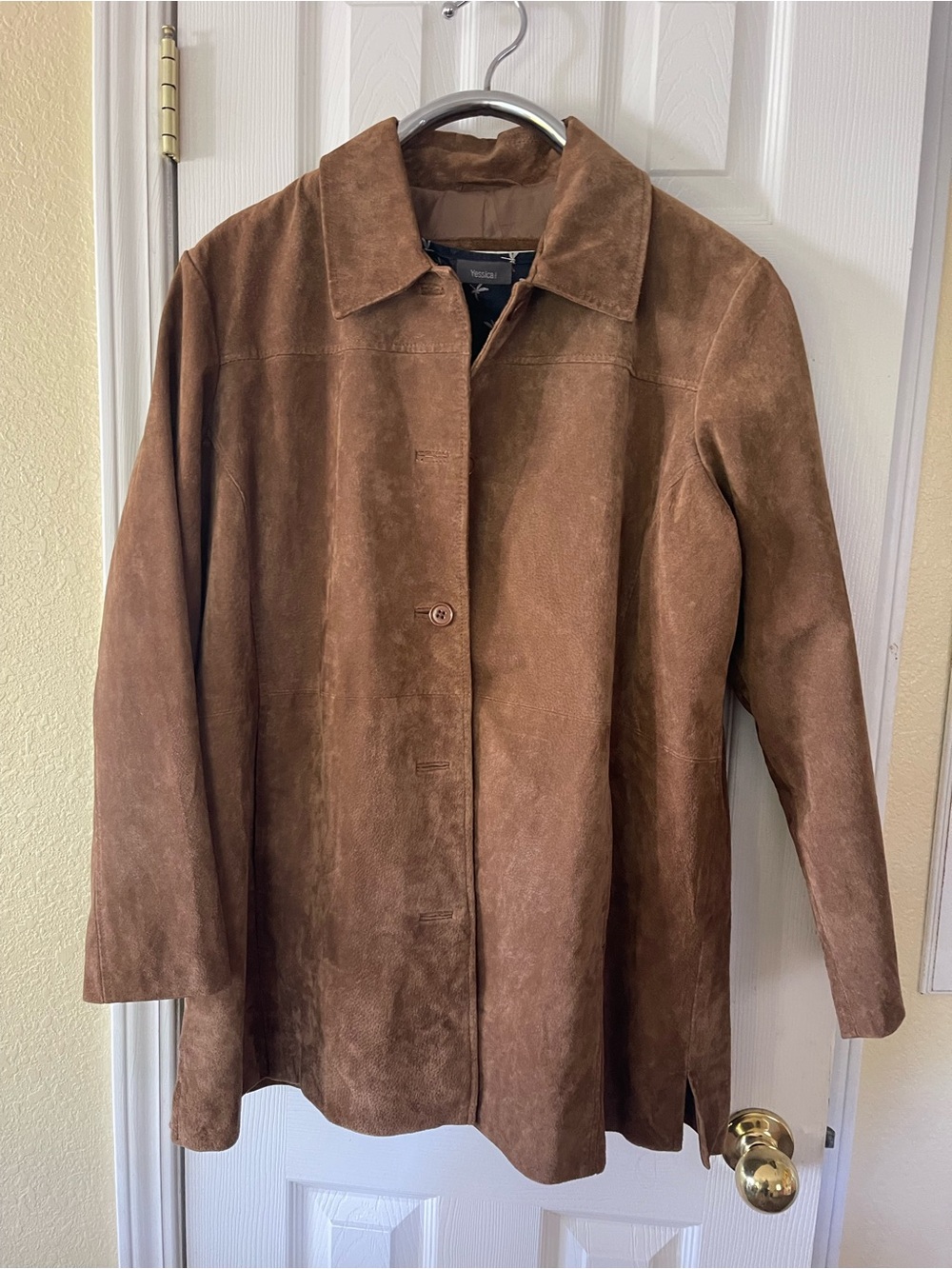 Norm Thompson Brown Suede Button-Front Jacket